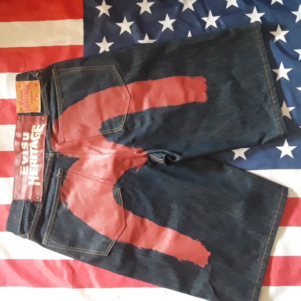 Vintage EVISU Heritage Indigo Genes Denim Sz 34 NWOT